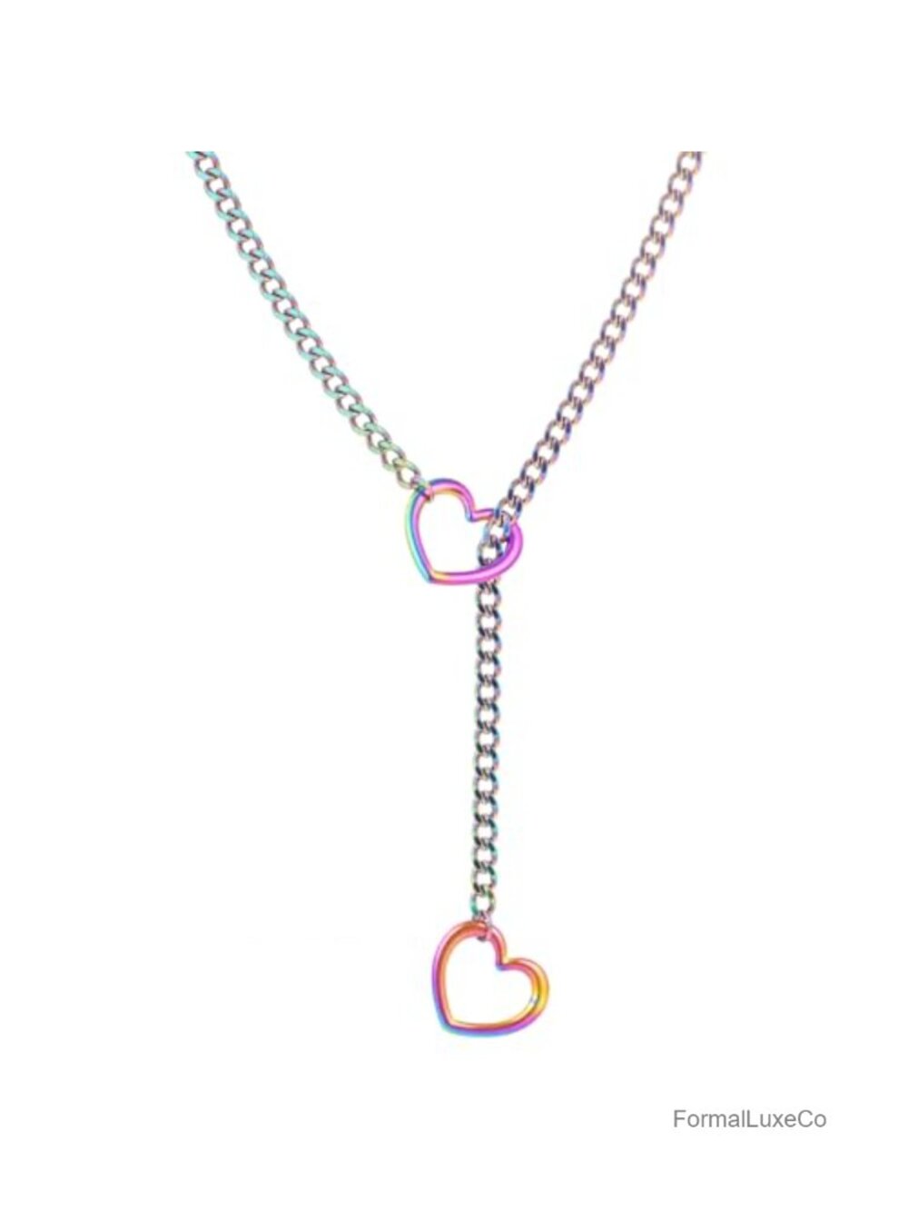 Heart Slip Chain Necklace Stainless Steel Y-Necklace Punk Gothic Choker